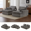 Double Chaise Lounge Chair Indoor,Oversized Upholstered Sleeper Cloud Couch,Deep Seat Luxury Sofa Bed,Sectional Sofa Chaise Love-seat,Corduroy Reading Chair For Living Room,No Assembly Required,Grey - Morderncharm store