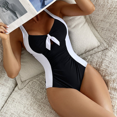 Classic Black And White Contrast Color Fit Swimsuit null