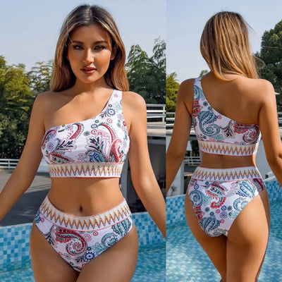 Women's One-shoulder High Waist Bikini Swimsuit null