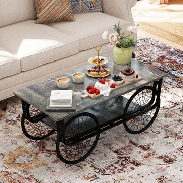 Industrial Wagon Wheel Coffee Table