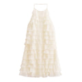 European And American Women's Summer Casual Laminated Decoration Sleeveless Hanging Collar Dress null