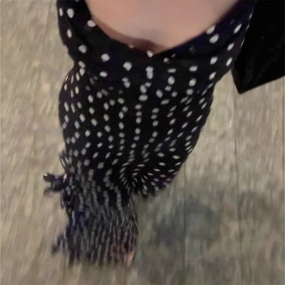 Women's High-grade Sleeveless Polka Dot Scarf Collar Ruffled Spaghetti Straps Dress null