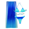 Women's Drawstring Banded Bikini Three-piece Swimsuit null