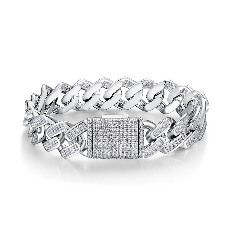 925 Silver Non-fading Moissanite Men's Bracelet High Version