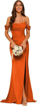 Off-the-shoulder Satin Bridesmaid Corset Ball Gown null