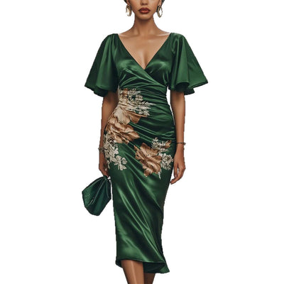 Printed Elegant Workplace Party Holiday Mid-length Dress null