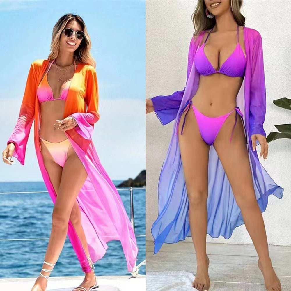 Cross-border Bikini Three Piece Swimsuit Women's Sexy Three-point Gradient null