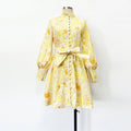 Belt Lantern Sleeve Holiday Swing Dress null