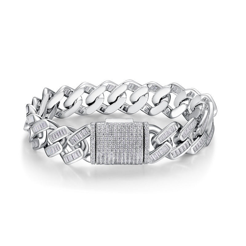 925 Silver Non-fading Moissanite Men's Bracelet High Version