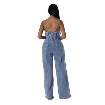 Women's Clothing Fashion Suspenders Denim Jumpsuit null