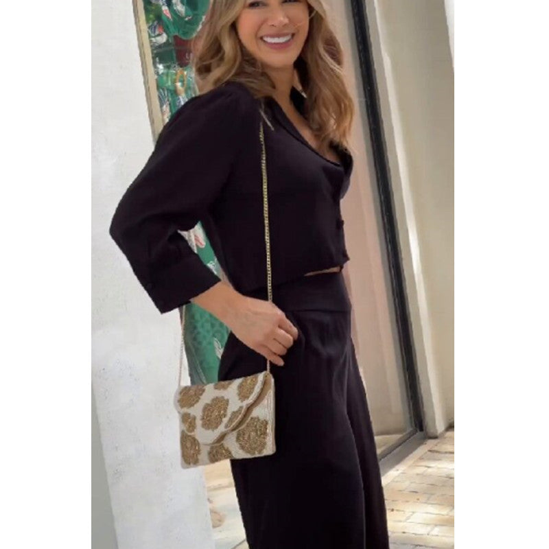 Suit Short Top Wide Leg Pants Women's Suit null