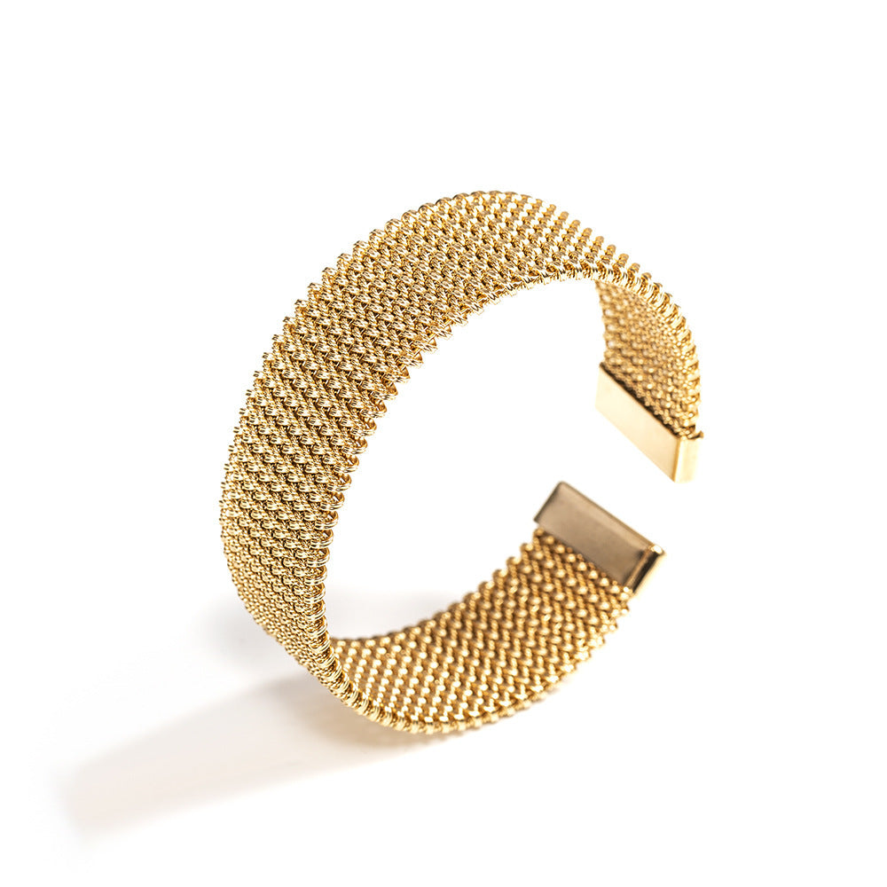 Women's Wire Embossed Titanium Steel Bracelet null
