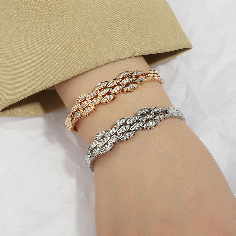 Japanese And Korean Simple Temperament Micro Inlaid Zircon Bracelet null