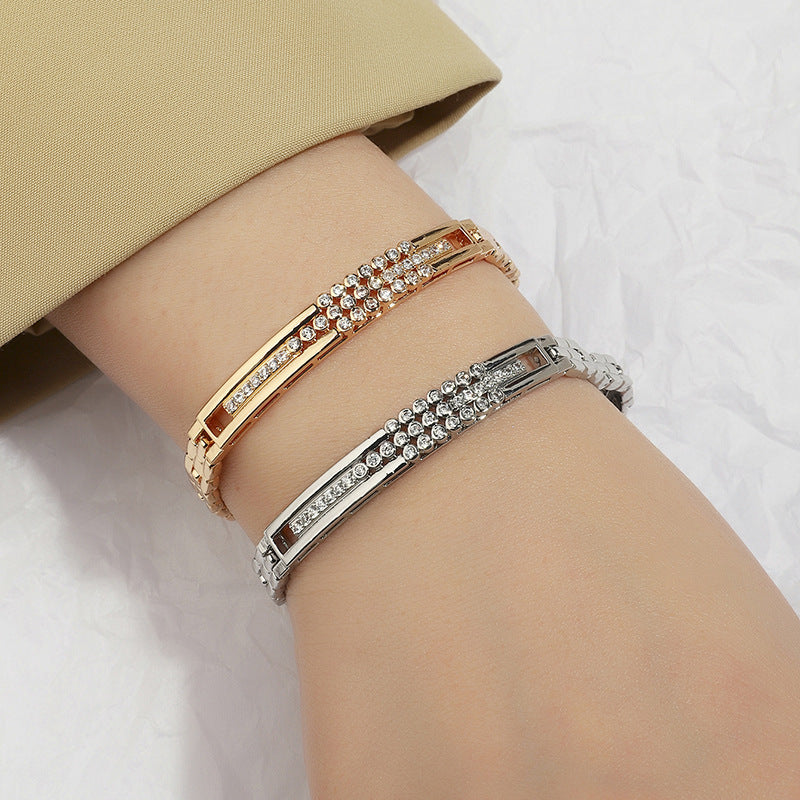 Japanese And Korean Simple Temperament Micro Inlaid Zircon Bracelet null