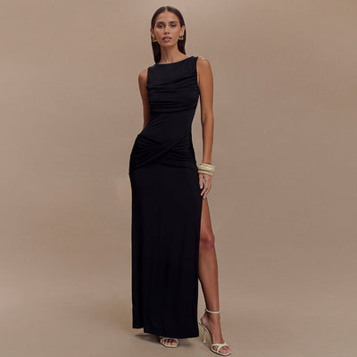 New Summer Round Neck Backless Dress Fashion Sleeveless null