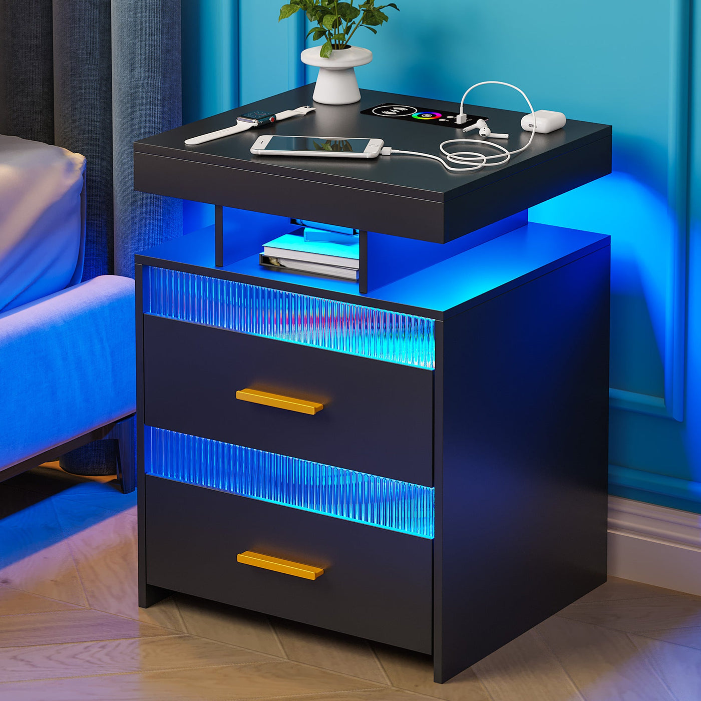 Bedroom Bedside Table With Charging Table null