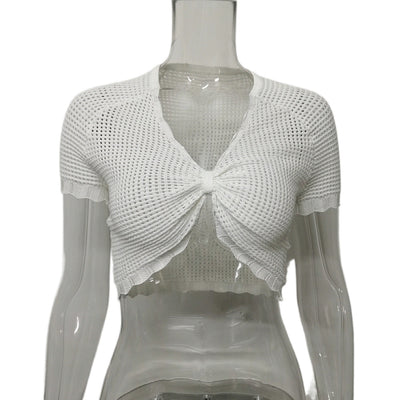 Women's Hollow-out Short-sleeved Chest-wrapped Vest null