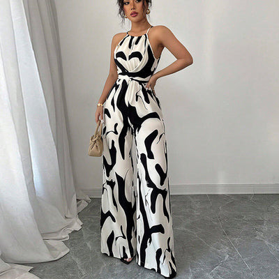 Women's Fashion Zebra Print Suspender Jumpsuit null