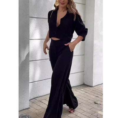 Suit Short Top Wide Leg Pants Women's Suit null
