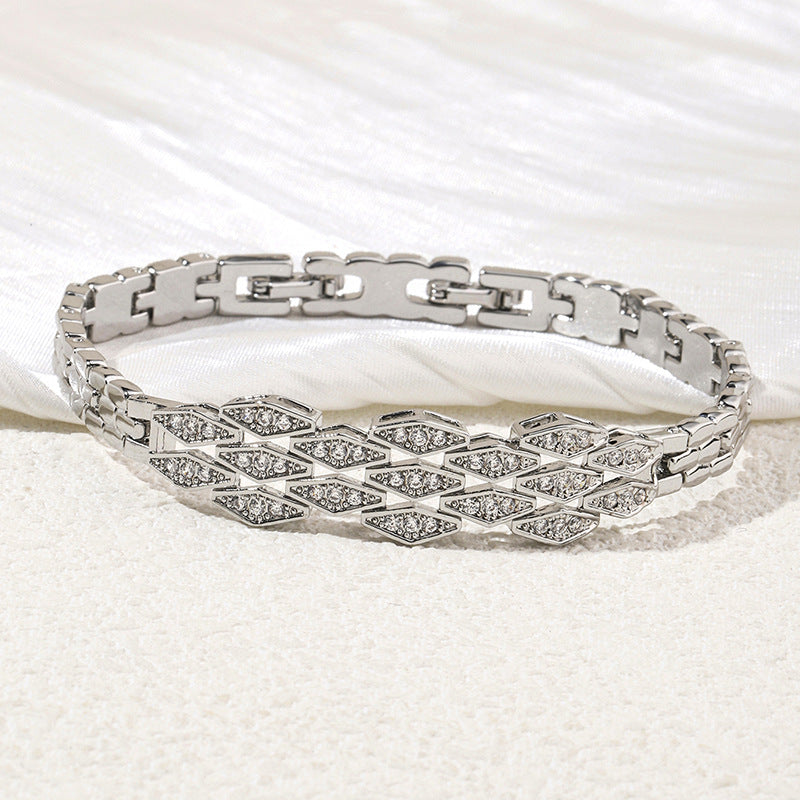 Japanese And Korean Simple Temperament Micro Inlaid Zircon Bracelet null