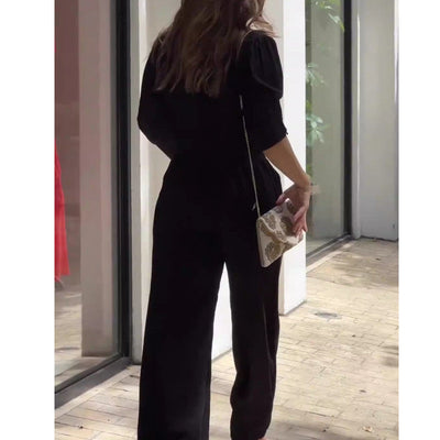 Suit Short Top Wide Leg Pants Women's Suit null