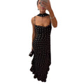 Women's High-grade Sleeveless Polka Dot Scarf Collar Ruffled Spaghetti Straps Dress null