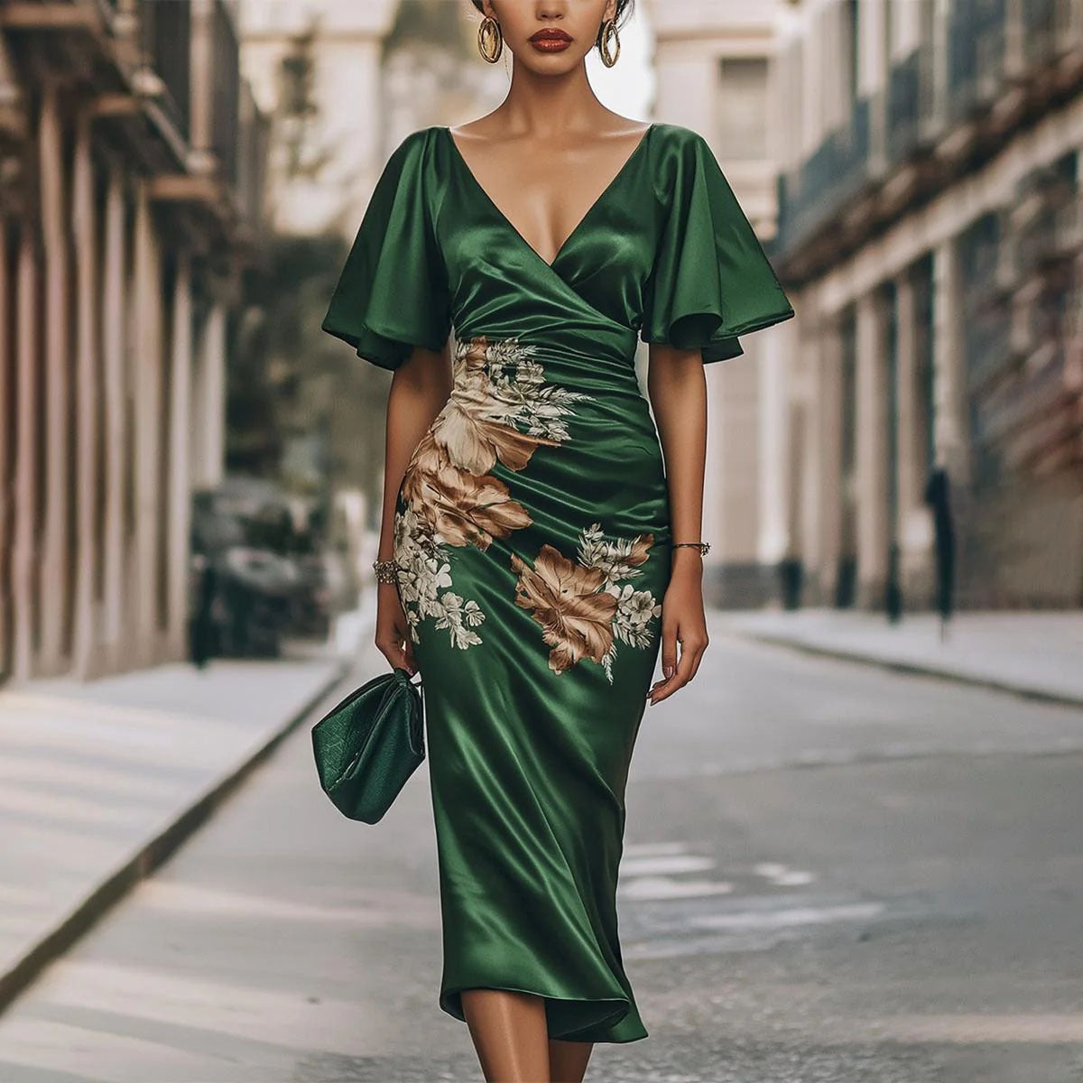 Printed Elegant Workplace Party Holiday Mid-length Dress null