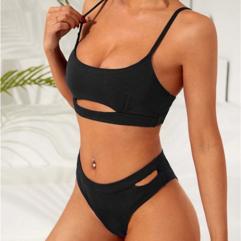 Bikini Solid Color New Hollow Women's Split null