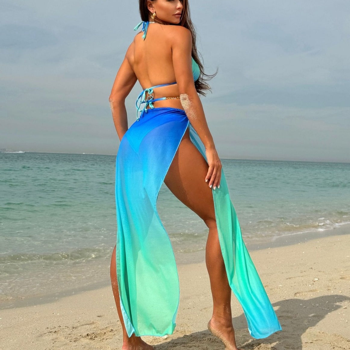 Women's Drawstring Banded Bikini Three-piece Swimsuit null