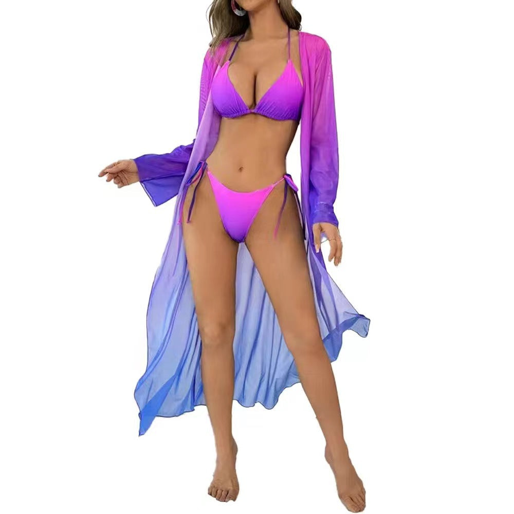 Cross-border Bikini Three Piece Swimsuit Women's Sexy Three-point Gradient null