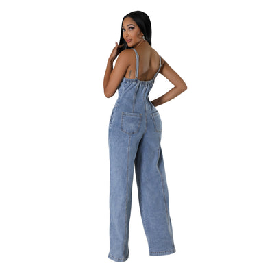 Women's Clothing Fashion Suspenders Denim Jumpsuit null