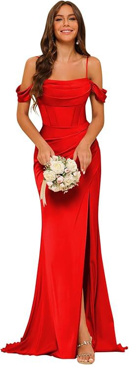Off-the-shoulder Satin Bridesmaid Corset Ball Gown null