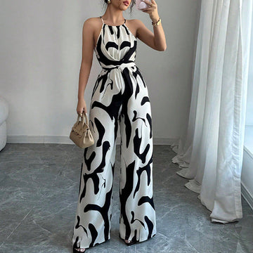Women's Fashion Zebra Print Suspender Jumpsuit null