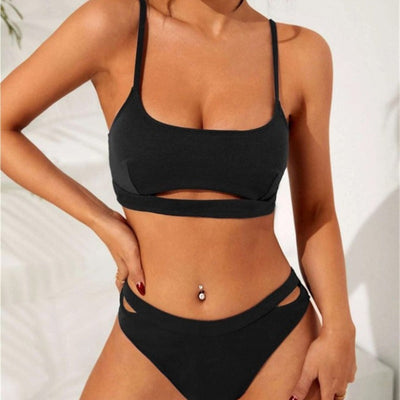 Bikini Solid Color New Hollow Women's Split null