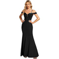 Women's Clothing Off-neck Sling Evening Long Dress null