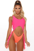 Gathered Waist Polyester Tassel Bikini null