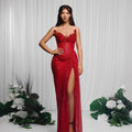 Drop-shaped Diamond Sexy Low-cut High Sitt Red Paillette Tube Coat And Dress null