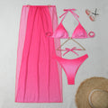 Women's Drawstring Banded Bikini Three-piece Swimsuit null