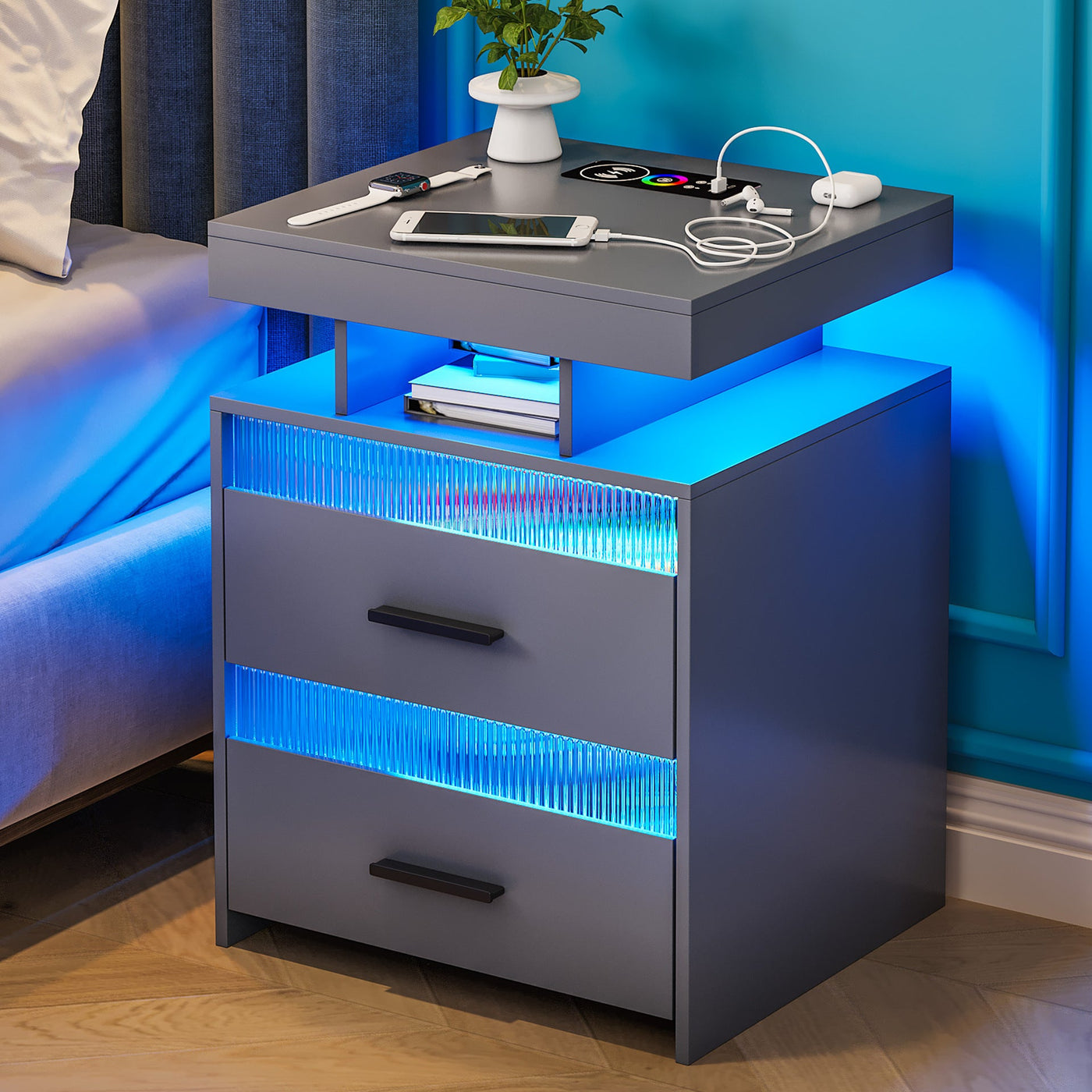 Bedroom Bedside Table With Charging Table null