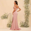 Off-the-shoulder Satin Bridesmaid Corset Ball Gown null
