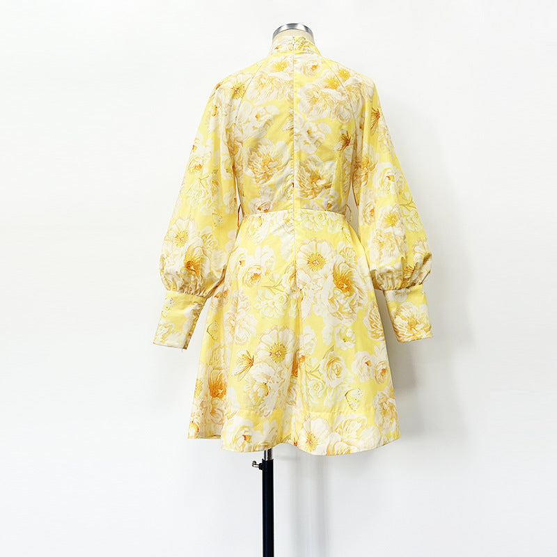 Belt Lantern Sleeve Holiday Swing Dress null