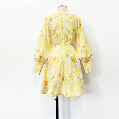 Belt Lantern Sleeve Holiday Swing Dress null