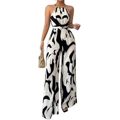 Women's Fashion Zebra Print Suspender Jumpsuit null