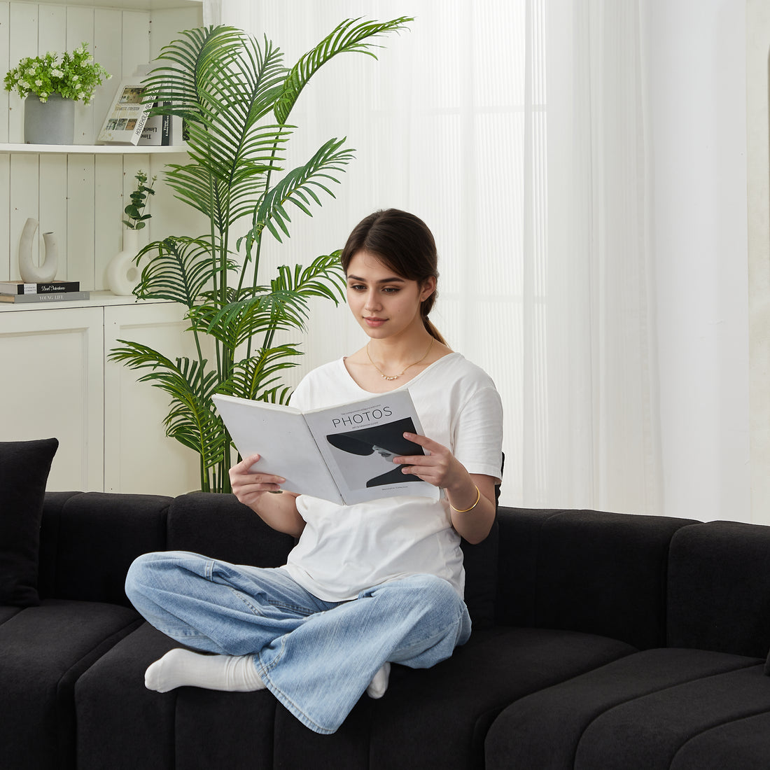 Chenille Curved Sectional Sofa With 4 Pillows,Curved Symmetrical Modular Semi Circular Sofa Sectional For Bedroom, Living Room, Office For Leisure Or Nap, Reading Room, And Lobby - Morderncharm store