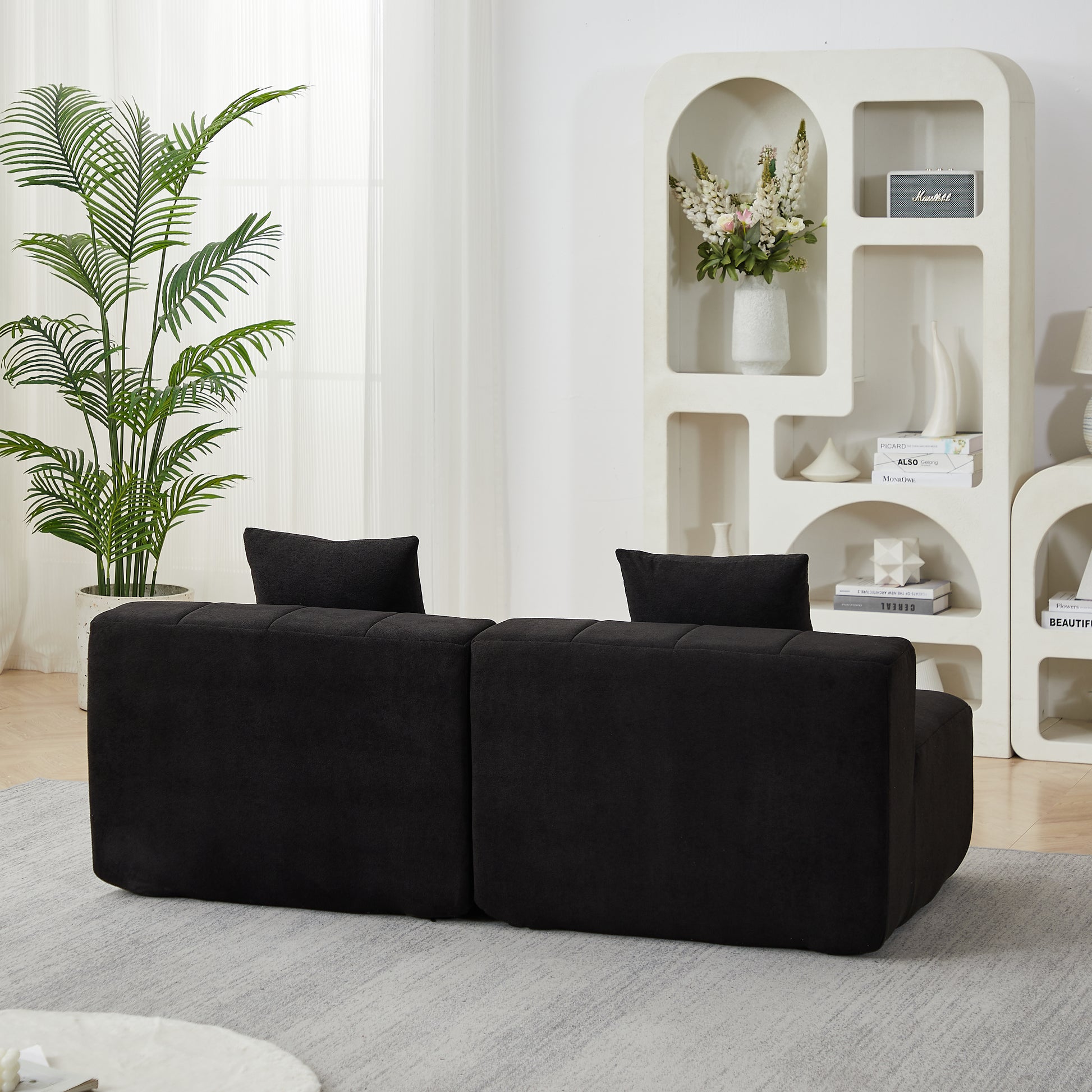 Chenille Curved Sectional Sofa With 4 Pillows,Curved Symmetrical Modular Semi Circular Sofa Sectional For Bedroom, Living Room, Office For Leisure Or Nap, Reading Room, And Lobby - Morderncharm store