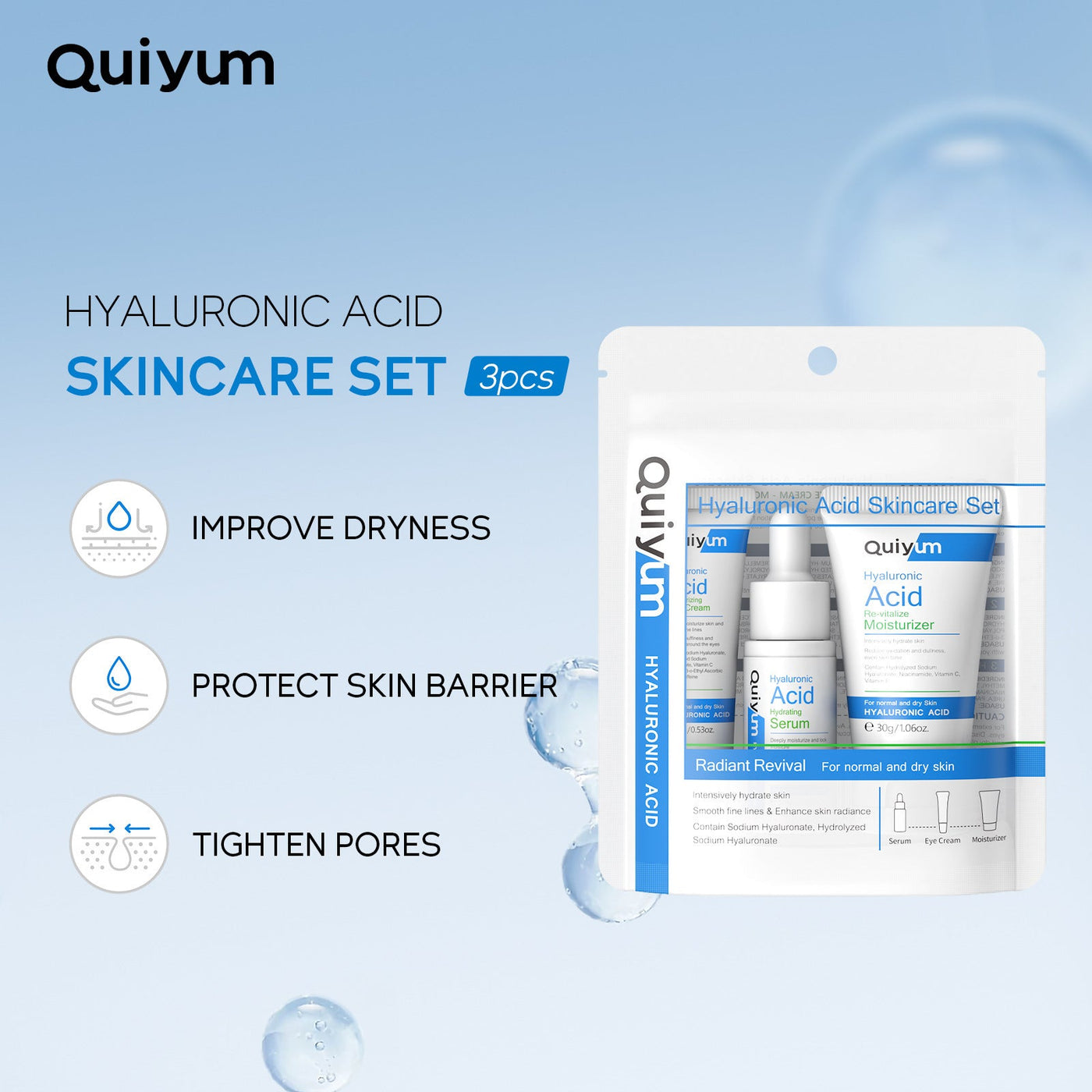 Hyaluronic Acid Three-piece Set Skin Care Product Set Moisturizing null