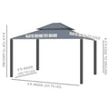 10' x 10' Hardtop Gazebo, Pavilion Gazebo with Curtains, Nettings, Aluminum Frame, Hooks, for Garden, Patio, Dark Brown - Morderncharm store