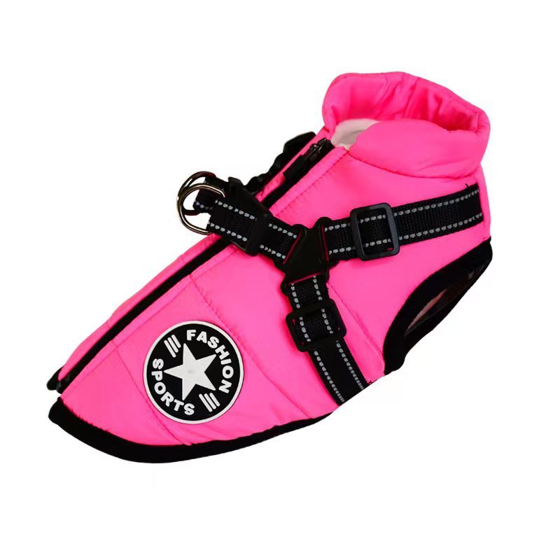 Waterproof Dog Clothes Winter Dog Coat With Harness Warm Pet Clothing Big Dog Jacket Chihuahua Labrador Coat Costume null