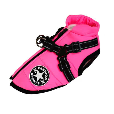Waterproof Dog Clothes Winter Dog Coat With Harness Warm Pet Clothing Big Dog Jacket Chihuahua Labrador Coat Costume null