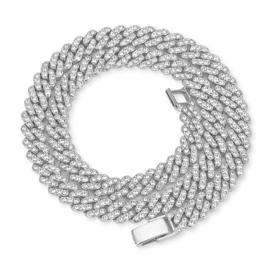 9mm Cuban Link Chain Alloy Single Row Drill Men's Necklace null